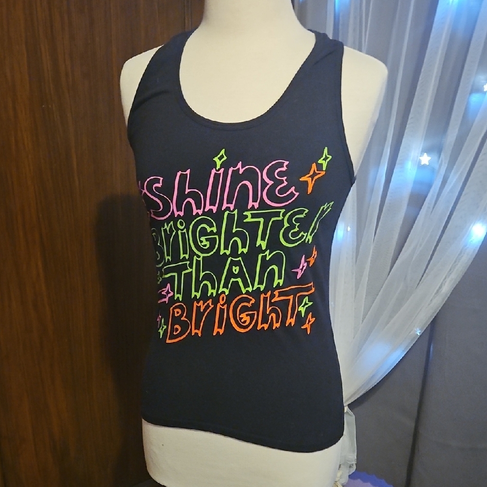 Zumba Fitness Black Tank Top with Colorful Print